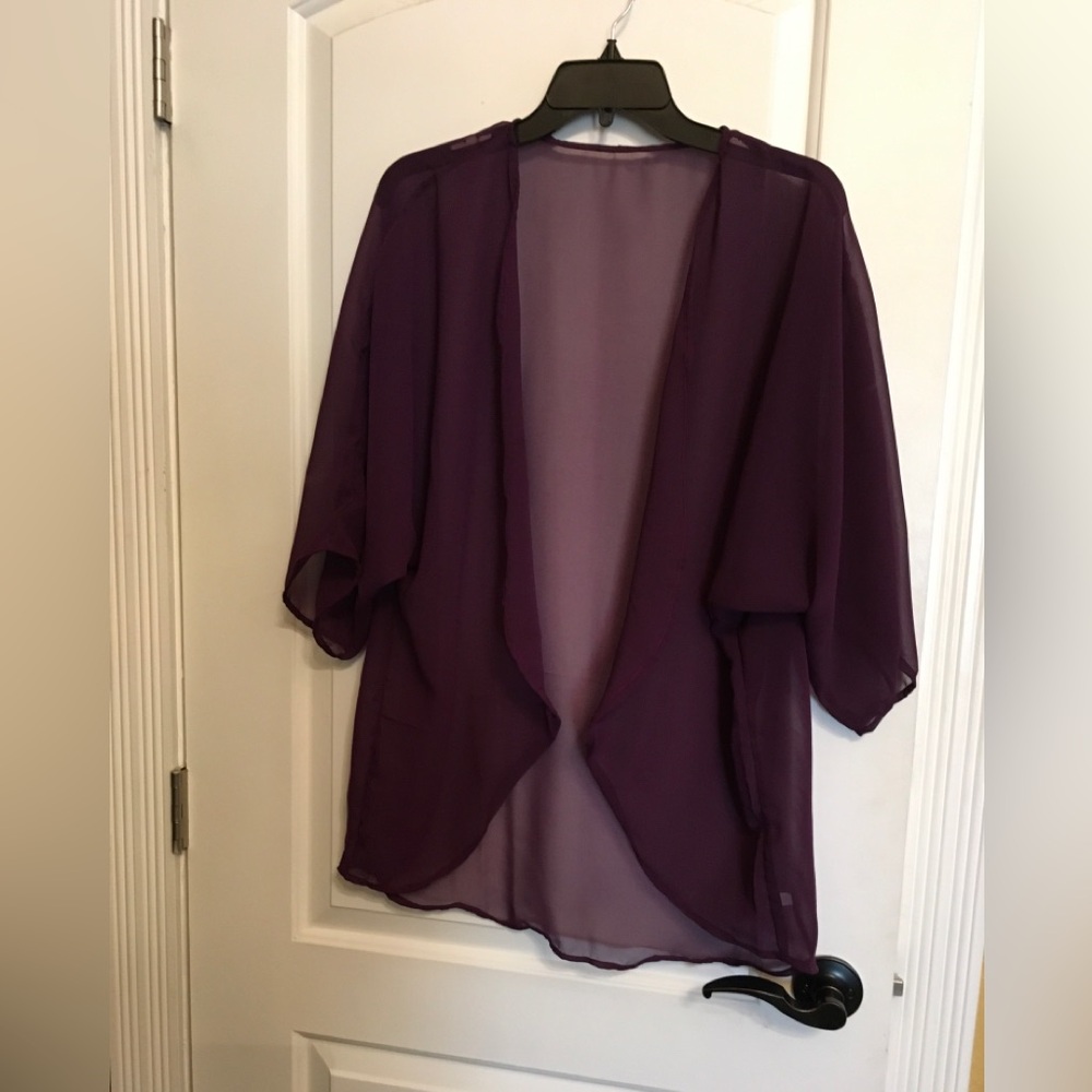 Sheer Open-Front Purple Kimono Cardigan, New never worn, M